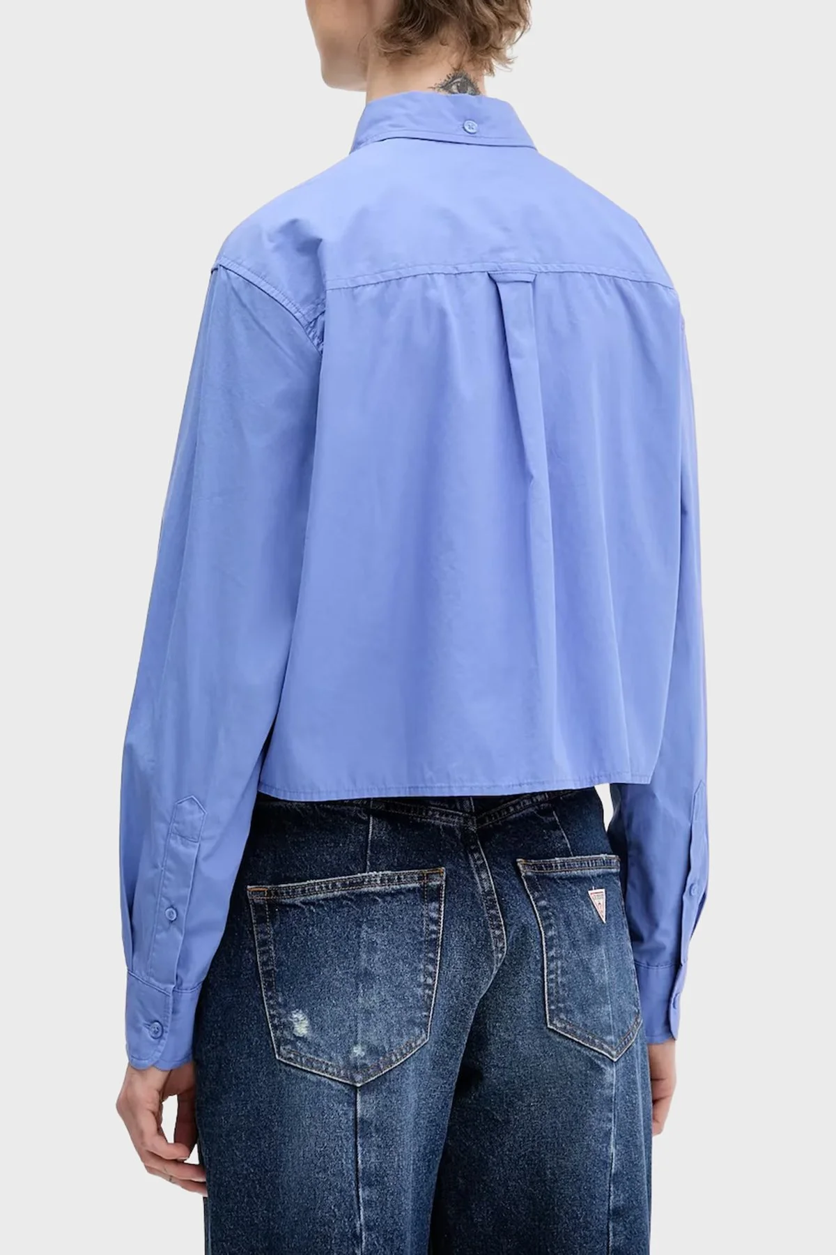 Tommy Jeans Pamuklu Regular Fit Logolu Uzun Kollu Kadın Gömlek DW0DW22078 C58 AÇIK MAVİ - 3
