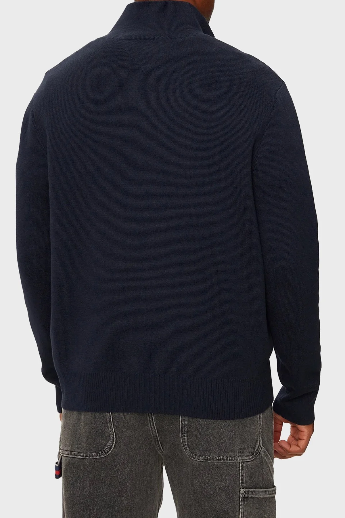 Tommy Jeans Pamuklu Regular Fit Yarım Fermuarlı Dik Yaka Erkek Kazak DM0DM20596 C1G LACİVERT - 2