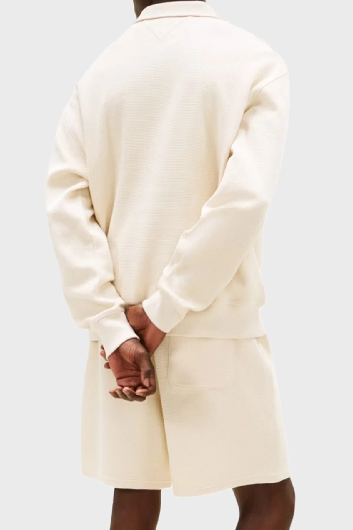 Tommy Jeans Pamuklu Regular Fit Yarım Fermuarlı Dik Yaka Logolu Erkek Sweat DM0DM21880 ACH KREM - 3