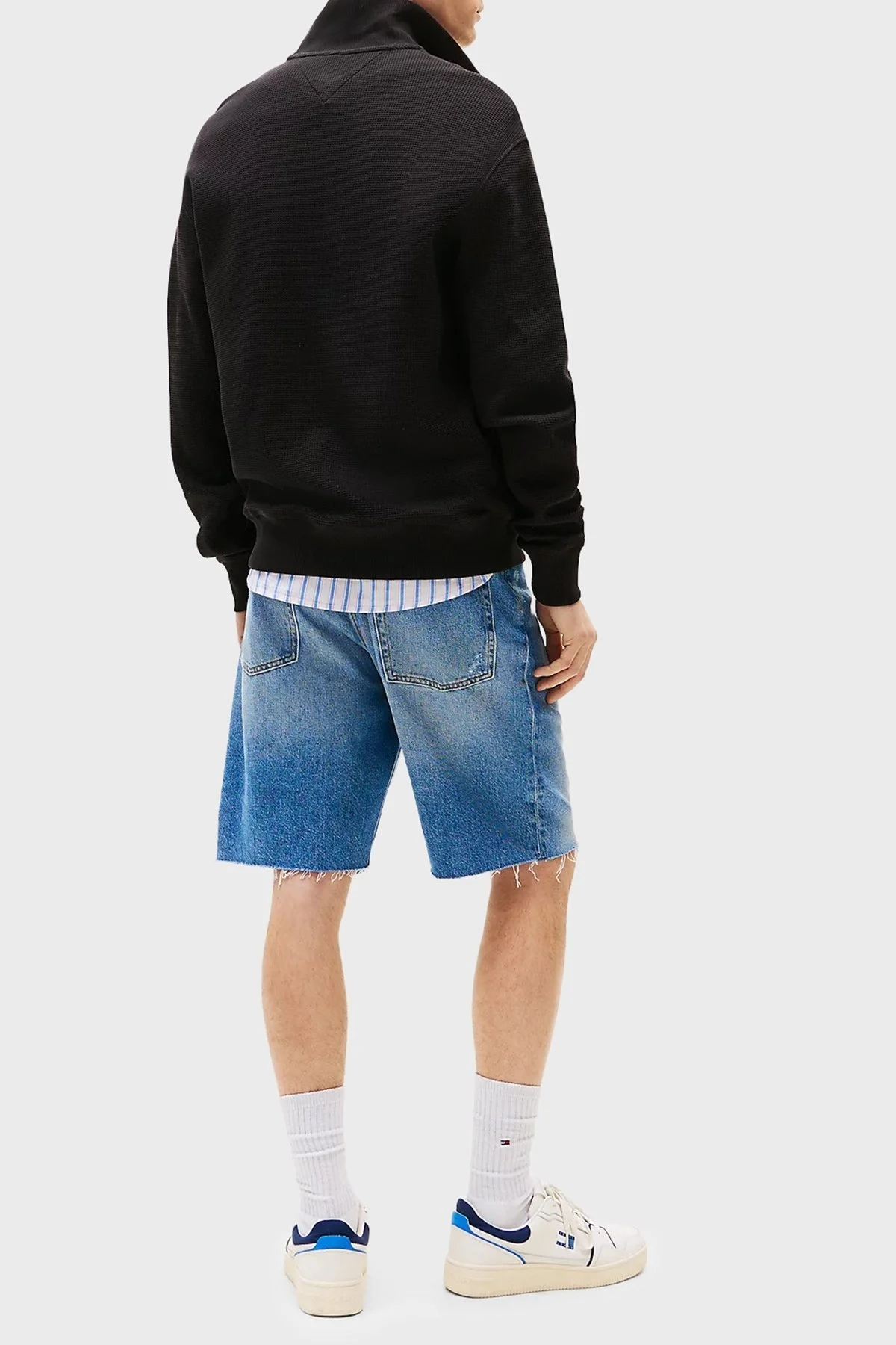 Tommy Jeans Pamuklu Regular Fit Yarım Fermuarlı Dik Yaka Logolu Erkek Sweat DM0DM21880 BDS SİYAH - 3