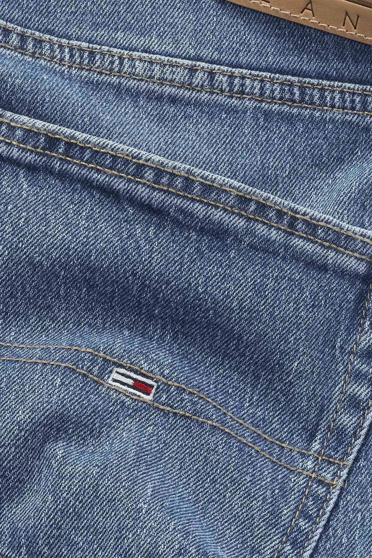 Tommy Jeans Pamuklu Regular Straight Fit Normal Bel Düz Paça Jeans Erkek Kot Pantolon DM0DM21180 1A5 MAVİ - 3