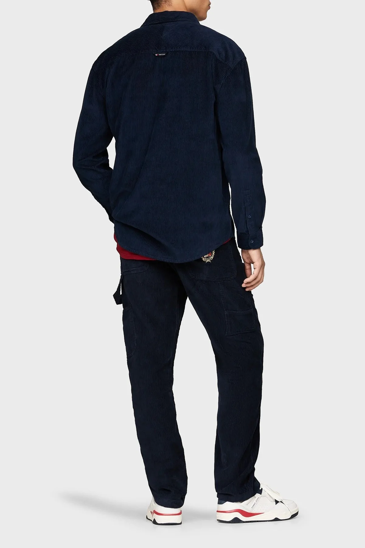 Tommy Jeans Pamuklu Relaxed Fit Kadife Erkek Gömlek DM0DM19660 C1G LACİVERT - 12