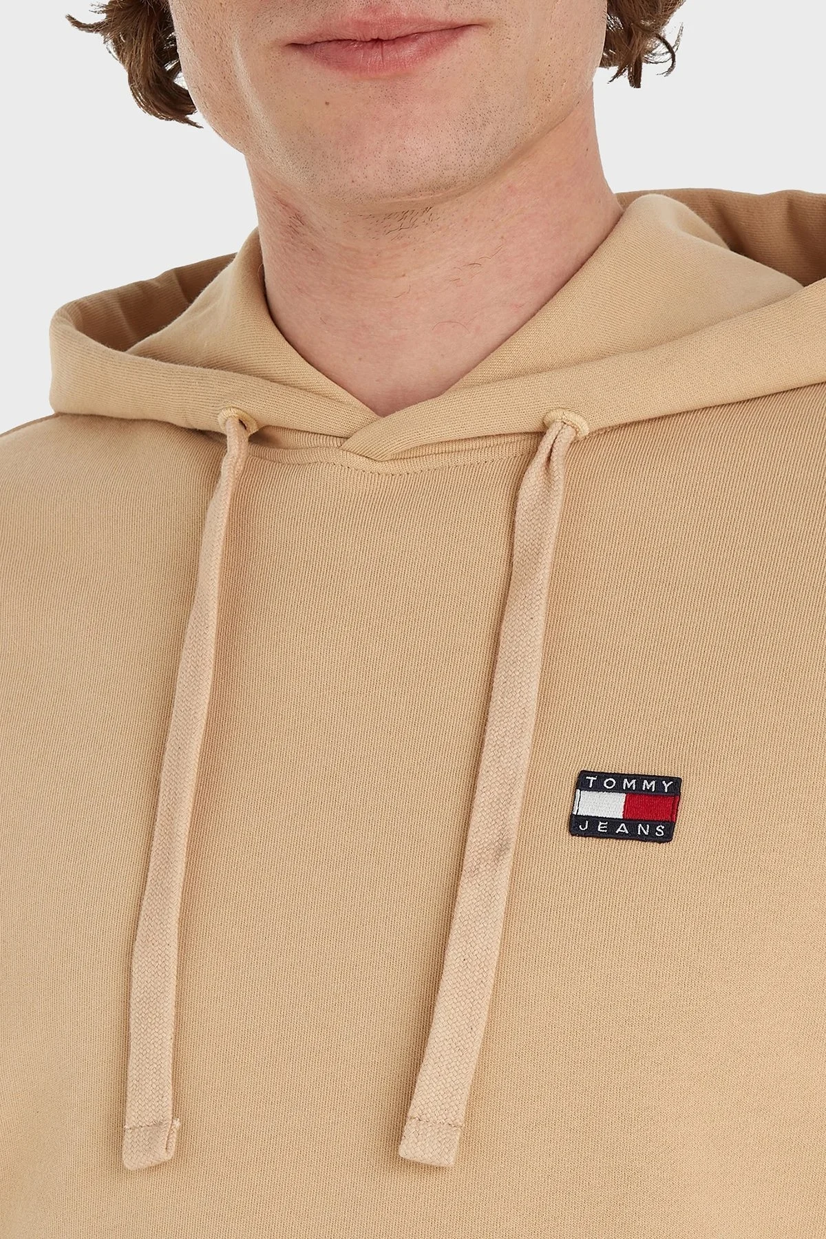 Tommy Jeans Pamuklu Relaxed Fit Kanguru Cepli Kapüşonlu Erkek Sweat DM0DM16369 AB0 BEJ - 3