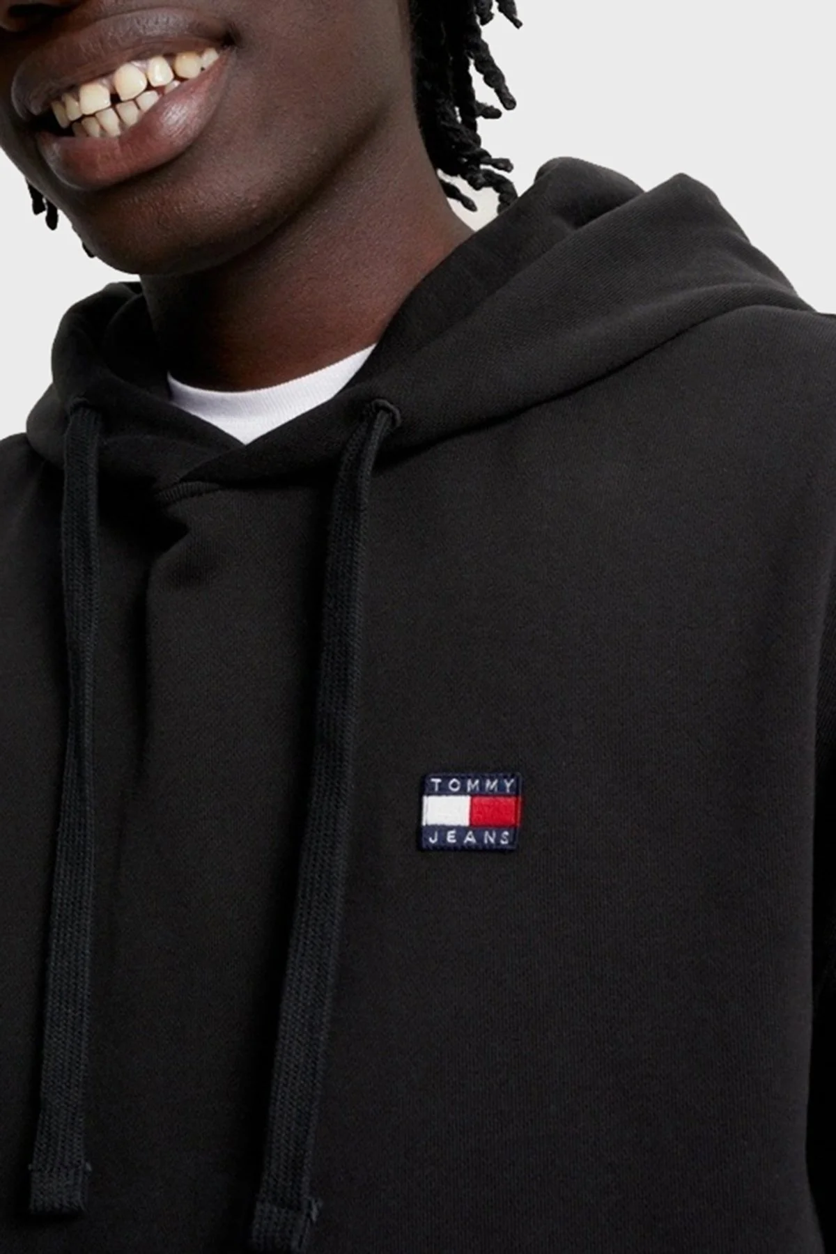 Tommy Jeans Pamuklu Relaxed Fit Kanguru Cepli Kapüşonlu Erkek Sweat DM0DM16369 BDS SİYAH - 4