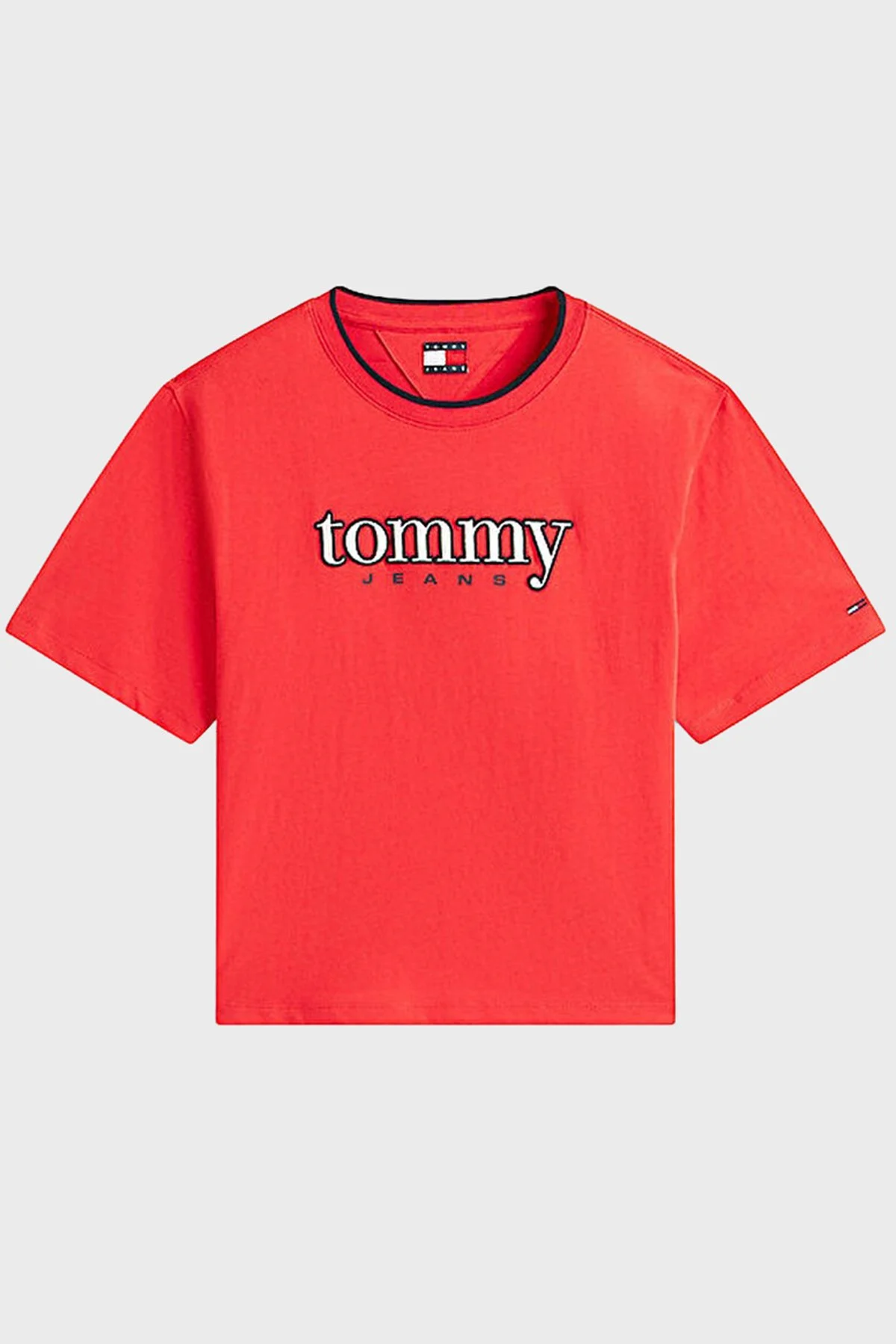 Tommy Jeans Pamuklu Relaxed Fit Logolu Bisiklet Yaka Kadın T Shirt DW0DW22563 XK3 KIRMIZI - 4