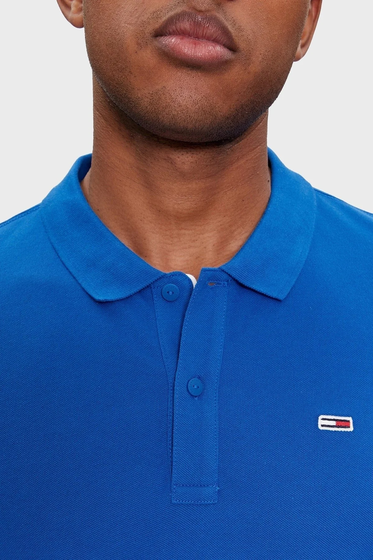 Tommy Jeans Pamuklu Slim Fit Erkek Polo Yaka T Shirt DM0DM18312 C6P KOYU MAVİ - 5