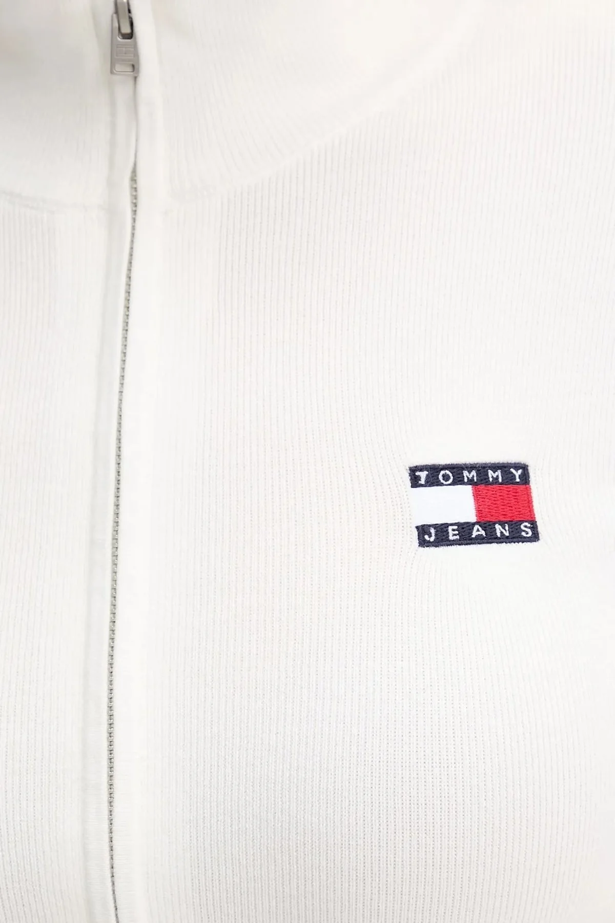 Tommy Jeans Pamuklu Slim Fit Fermuarlı Dik Yaka Crop Bayan Sweat DW0DW20967 YBL BEYAZ - 5