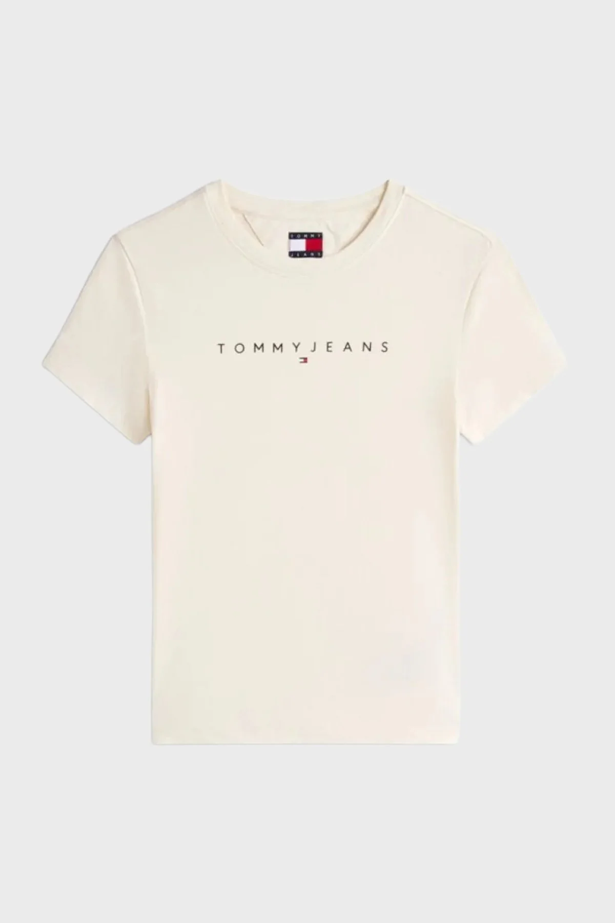 Tommy Jeans Pamuklu Slim Fit Logo Baskılı Bisiklet Yaka Kadın T Shirt DW0DW18398 AA7 BEJ - 5