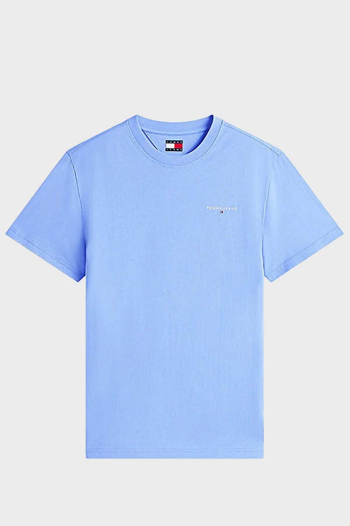 Tommy Jeans Pamuklu Slim Fit Logolu Bisiklet Yaka Erkek T Shirt DM0DM21780 C58 AÇIK MAVİ - 5
