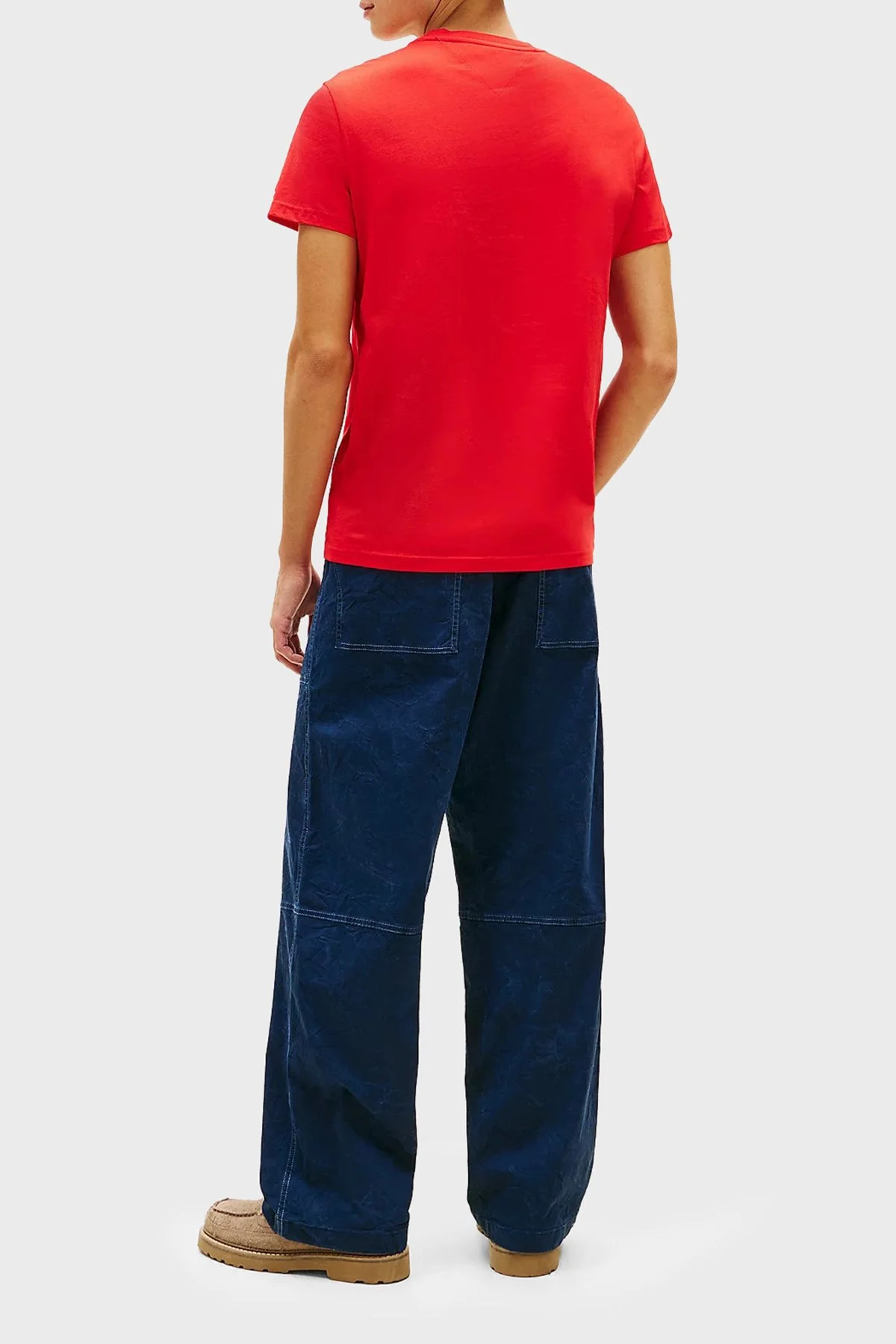Tommy Jeans Pamuklu Slim Fit Logolu Bisiklet Yaka Erkek T Shirt DM0DM22538 XL8 KIRMIZI - 3