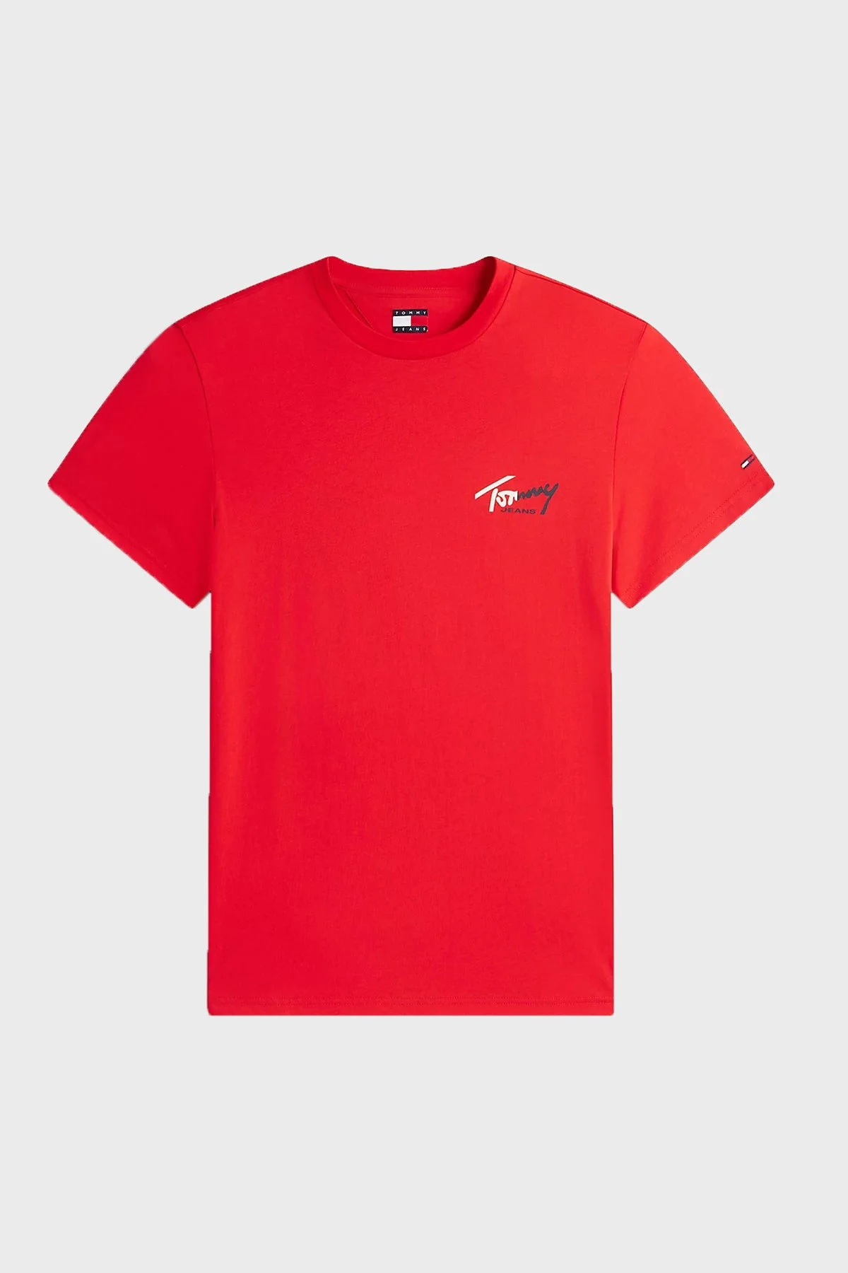 Tommy Jeans Pamuklu Slim Fit Logolu Bisiklet Yaka Erkek T Shirt DM0DM22538 XL8 KIRMIZI - 5