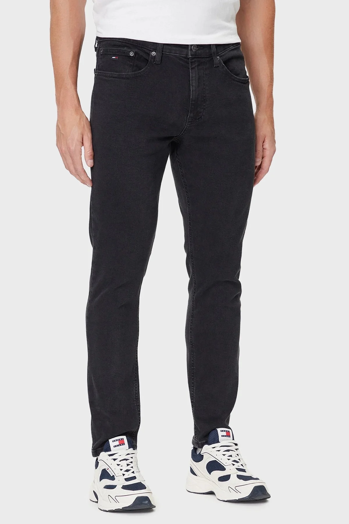 Tommy Jeans Pamuklu Slim Fit Normal Bel Dar Paça Jeans Erkek Kot Pantolon DM0DM21232 1BZ MAVİ - 1