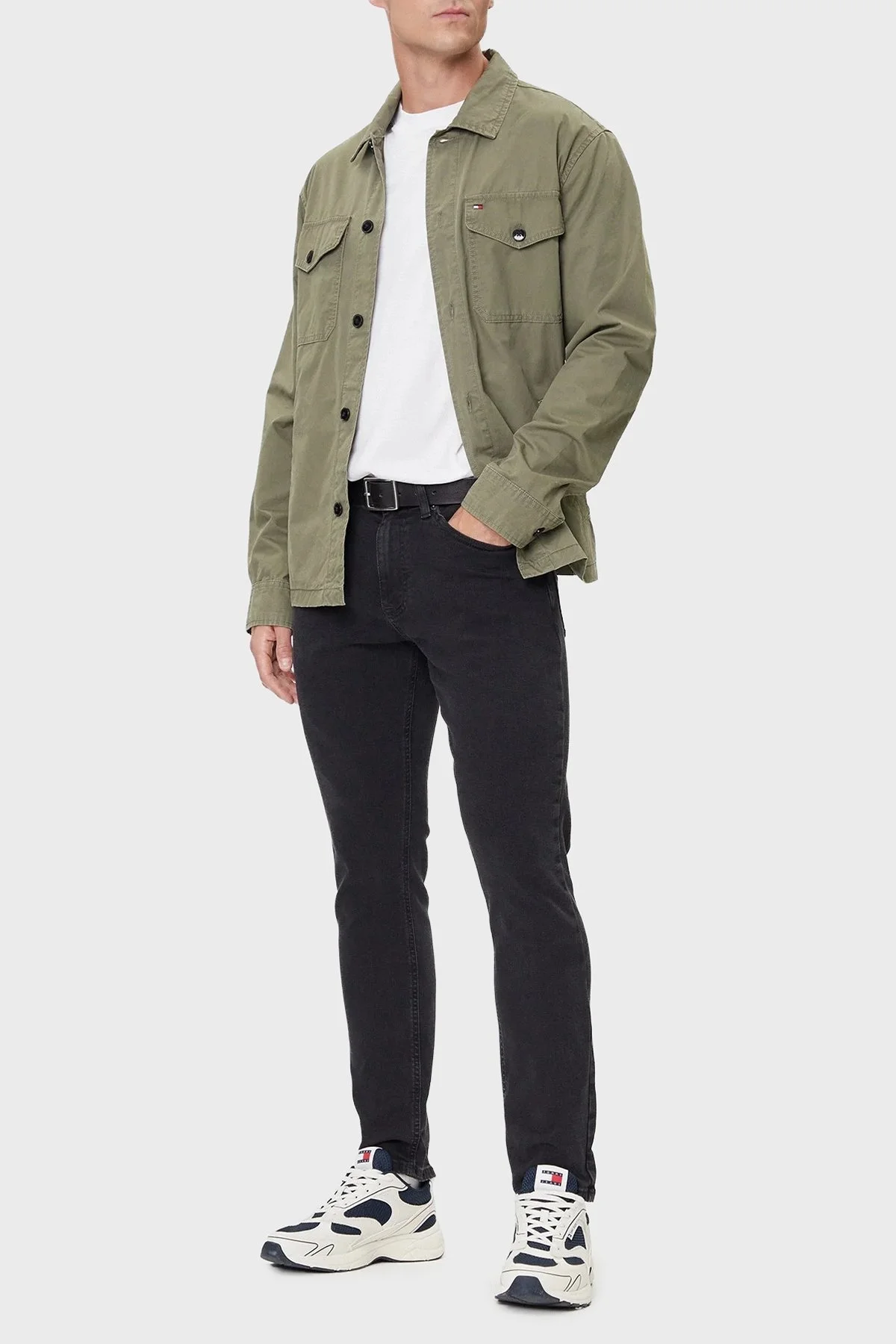 Tommy Jeans Pamuklu Slim Fit Normal Bel Dar Paça Jeans Erkek Kot Pantolon DM0DM21232 1BZ MAVİ - 2