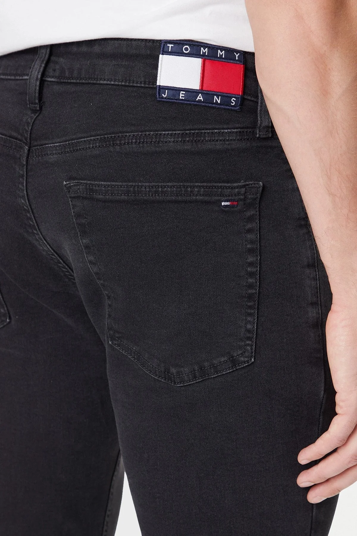 Tommy Jeans Pamuklu Slim Fit Normal Bel Dar Paça Jeans Erkek Kot Pantolon DM0DM21232 1BZ MAVİ - 5