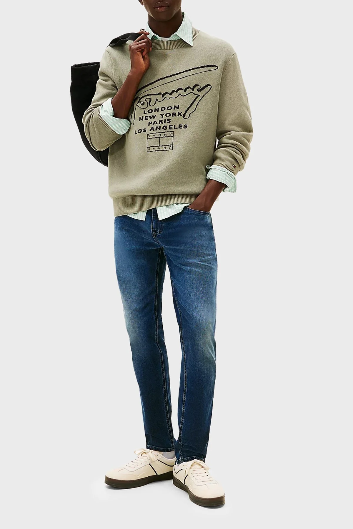 Tommy Jeans Pamuklu Slim Fit Normal Bel Dar Paça Jeans Erkek Kot Pantolon DM0DM22247 1BK MAVİ - 2