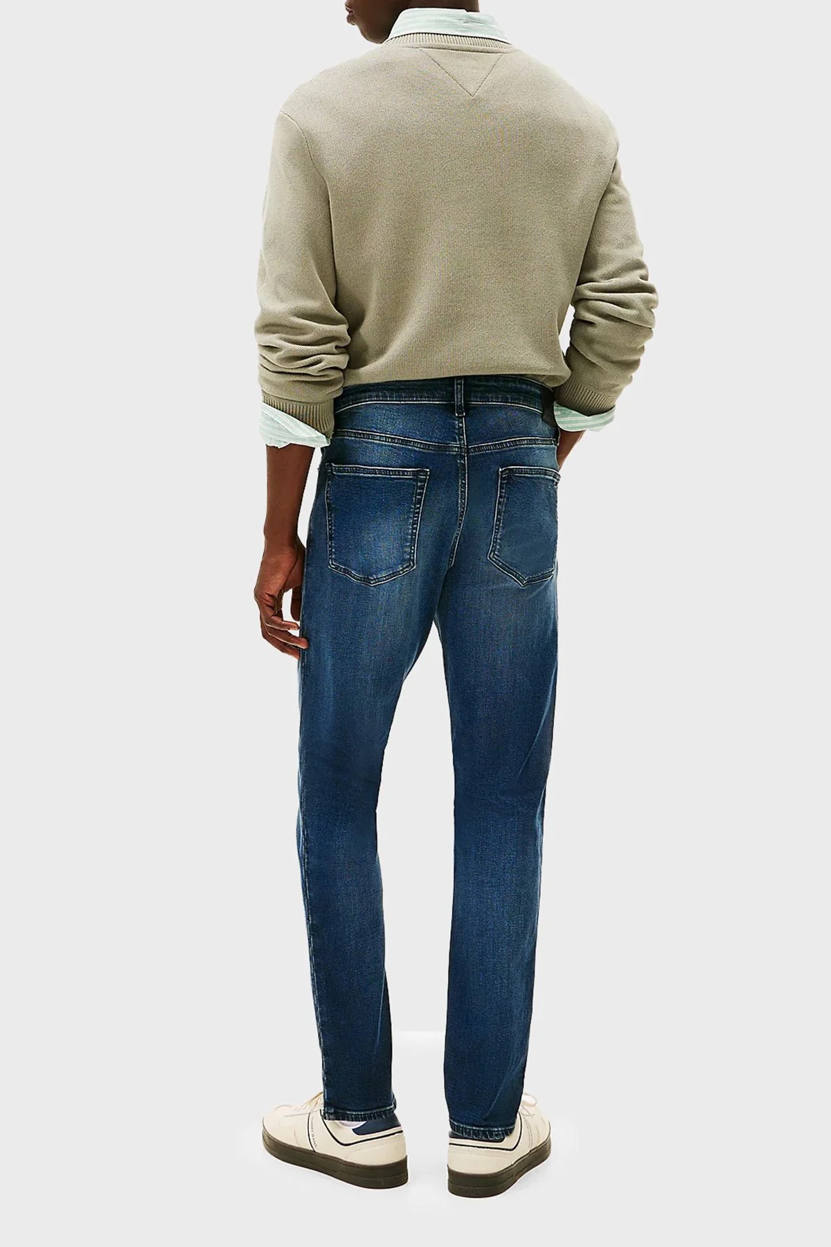 Tommy Jeans Pamuklu Slim Fit Normal Bel Dar Paça Jeans Erkek Kot Pantolon DM0DM22247 1BK MAVİ - 3