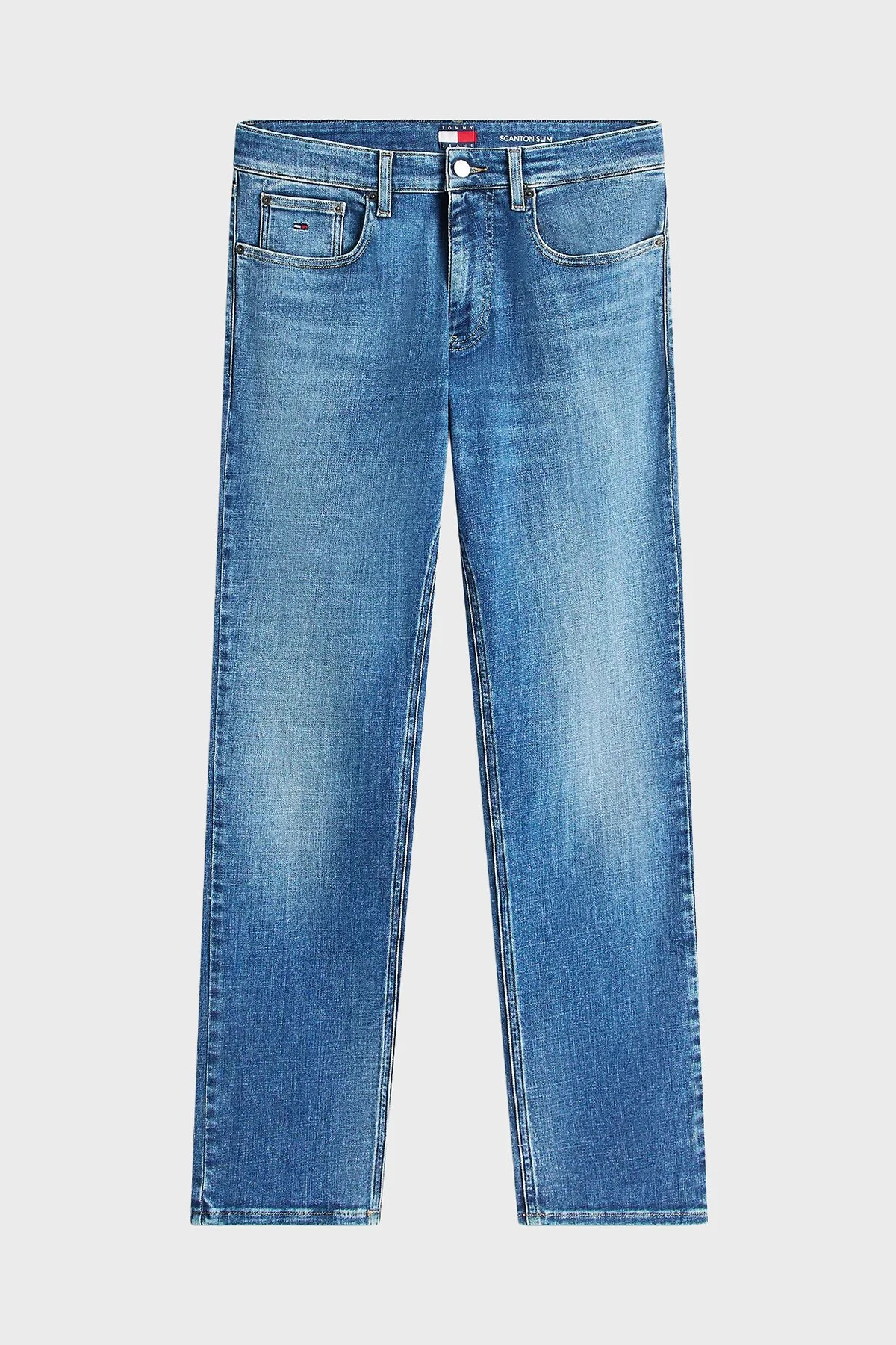 Tommy Jeans Pamuklu Slim Fit Normal Bel Dar Paça Jeans Erkek Kot Pantolon DM0DM22960 1A5 MAVİ - 5