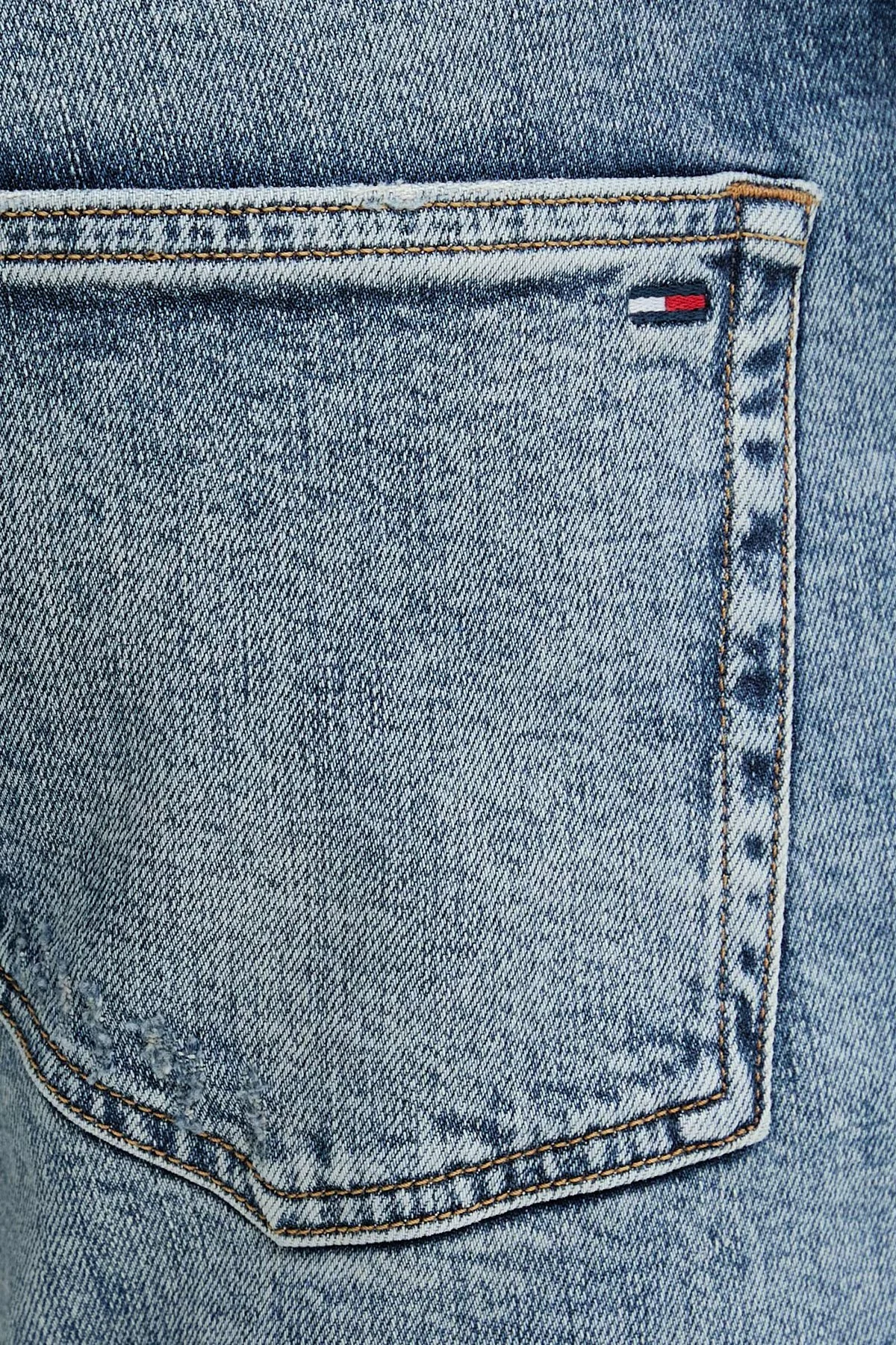 Tommy Jeans Pamuklu Slim Fit Normal Bel Dar Paça Jeans Erkek Kot Pantolon DM0DM22966 1A5 MAVİ - 4