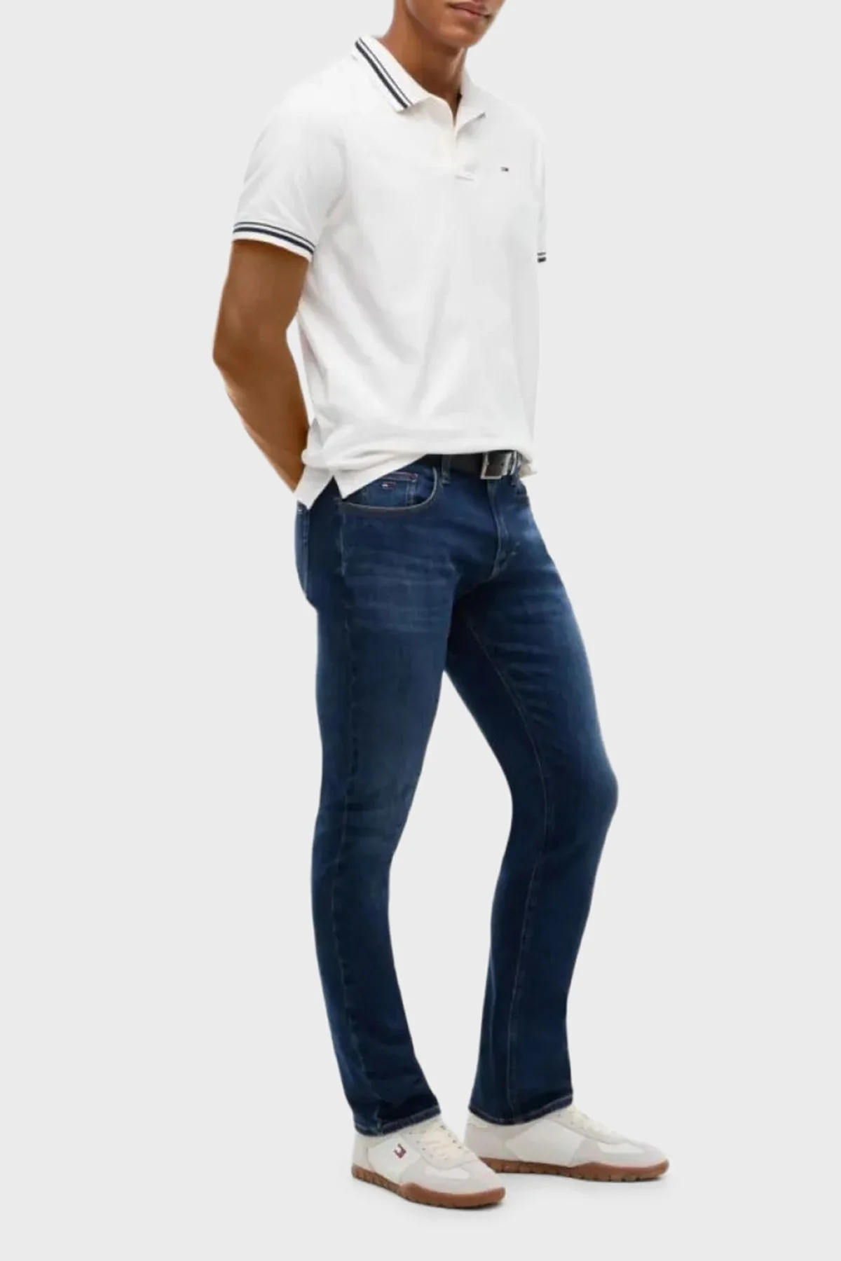 Tommy Jeans Pamuklu Slim Fit Normal Bel Dar Paça Jeans Erkek Kot Pantolon DM0DM23479 1BK Mavi - 4