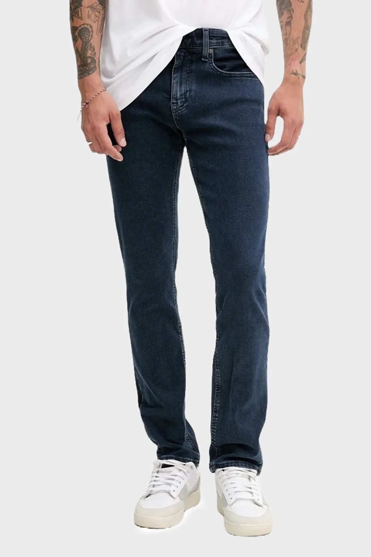 Tommy Jeans Pamuklu Slim Fit Normal Bel Düz Paça Jeans Erkek Kot Pantolon DM0DM21213 1BK MAVİ - 1