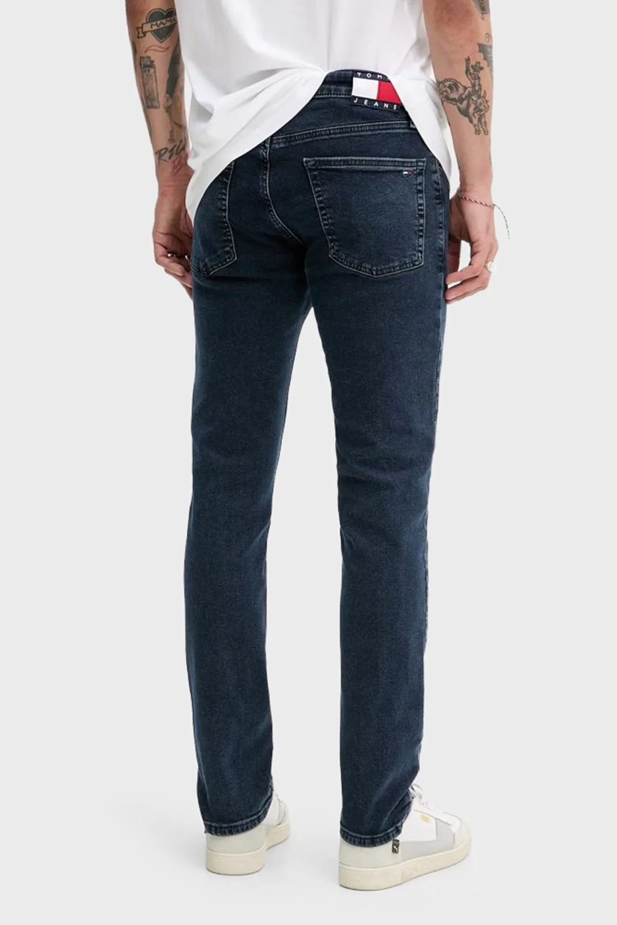 Tommy Jeans Pamuklu Slim Fit Normal Bel Düz Paça Jeans Erkek Kot Pantolon DM0DM21213 1BK MAVİ - 3