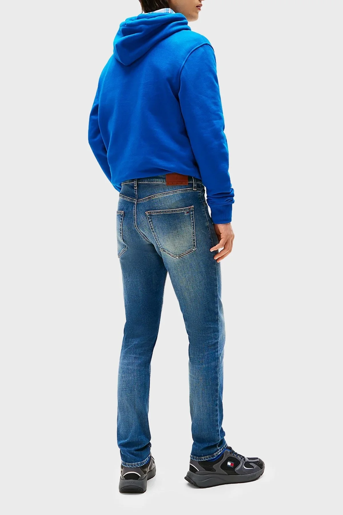 Tommy Jeans Pamuklu Slim Fit Normal Bel Düz Paça Jeans Erkek Kot Pantolon DM0DM22203 1A5 MAVİ - 3