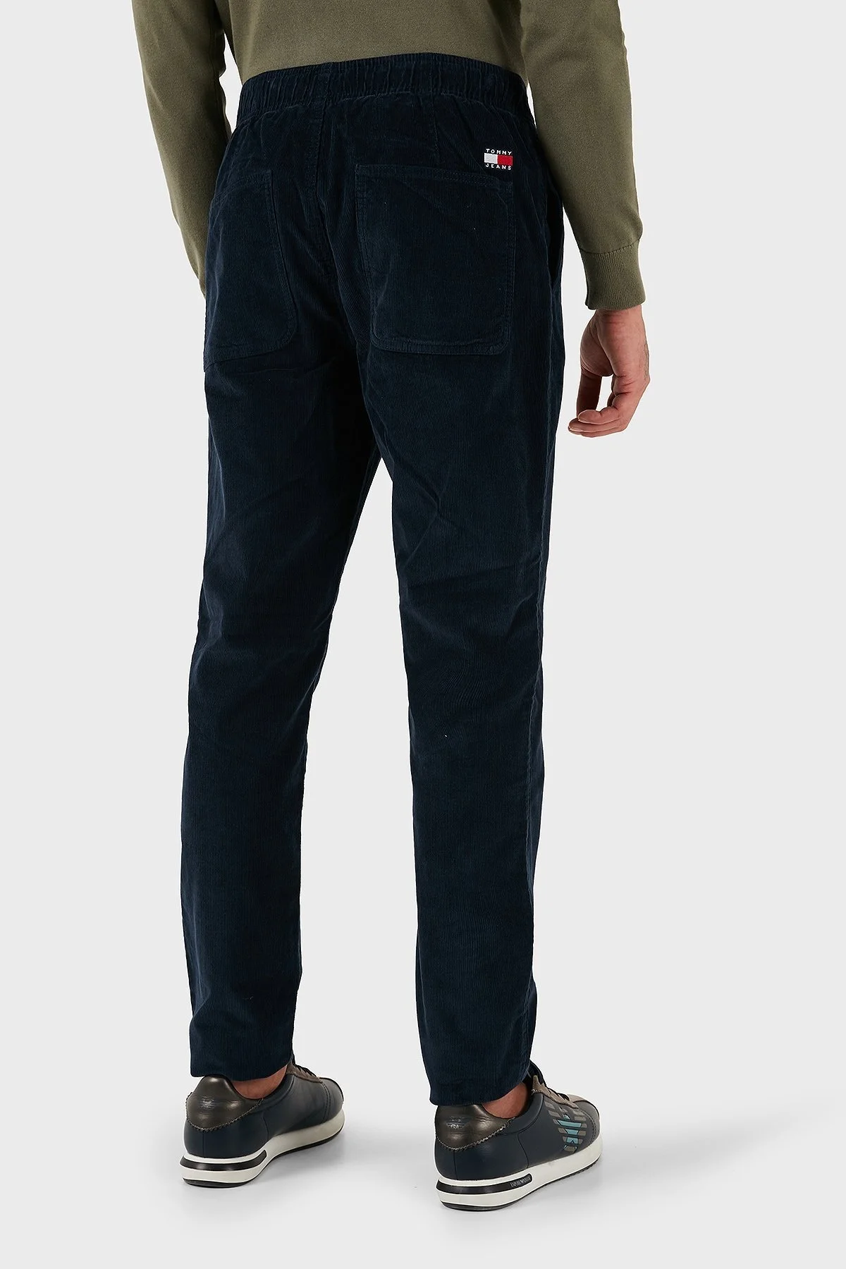Tommy Jeans Pamuklu Slim Fit Normal Bel Düz Paça Kadife Erkek Pantolon DM0DM21997 C1G LACİVERT - 3
