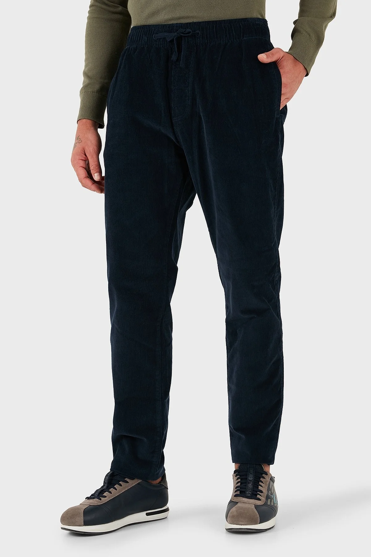 Tommy Jeans Pamuklu Slim Fit Normal Bel Düz Paça Kadife Erkek Pantolon DM0DM21997 C1G LACİVERT - 4