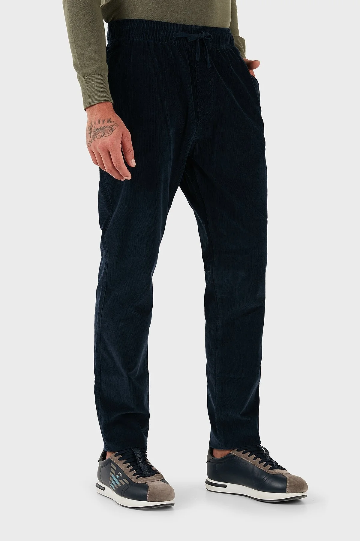 Tommy Jeans Pamuklu Slim Fit Normal Bel Düz Paça Kadife Erkek Pantolon DM0DM21997 C1G LACİVERT - 5