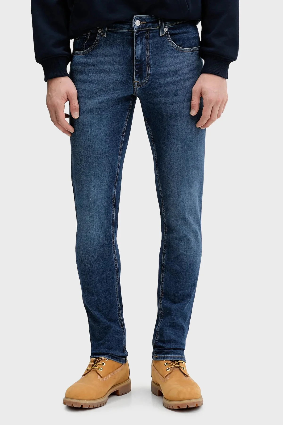 Tommy Jeans Pamuklu Slim Fit Normal Bel Jeans Erkek Kot Pantolon DM0DM22586 1BK MAVİ - 1