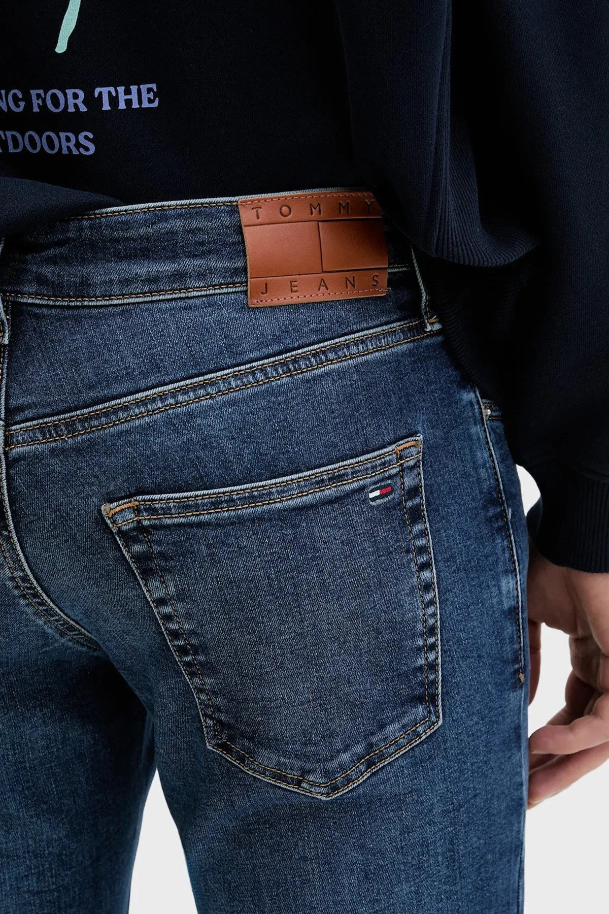 Tommy Jeans Pamuklu Slim Fit Normal Bel Jeans Erkek Kot Pantolon DM0DM22586 1BK MAVİ - 4