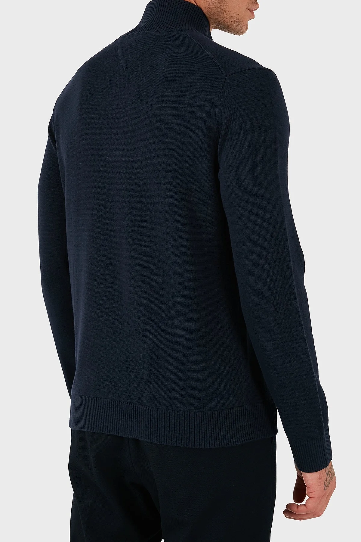 Tommy Jeans Pamuklu Slim Fit Yarım Fermuarlı Dik Yaka Erkek Kazak DM0DM21654 C1G LACİVERT - 2