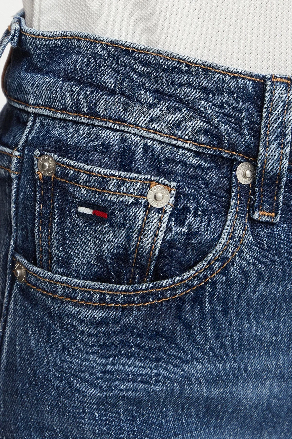 Tommy Jeans Pamuklu Slim Fit Yüksek Bel İspanyol Paça Jean Kadın Kot Pantolon DW0DW23077 1BK Mavi - 4