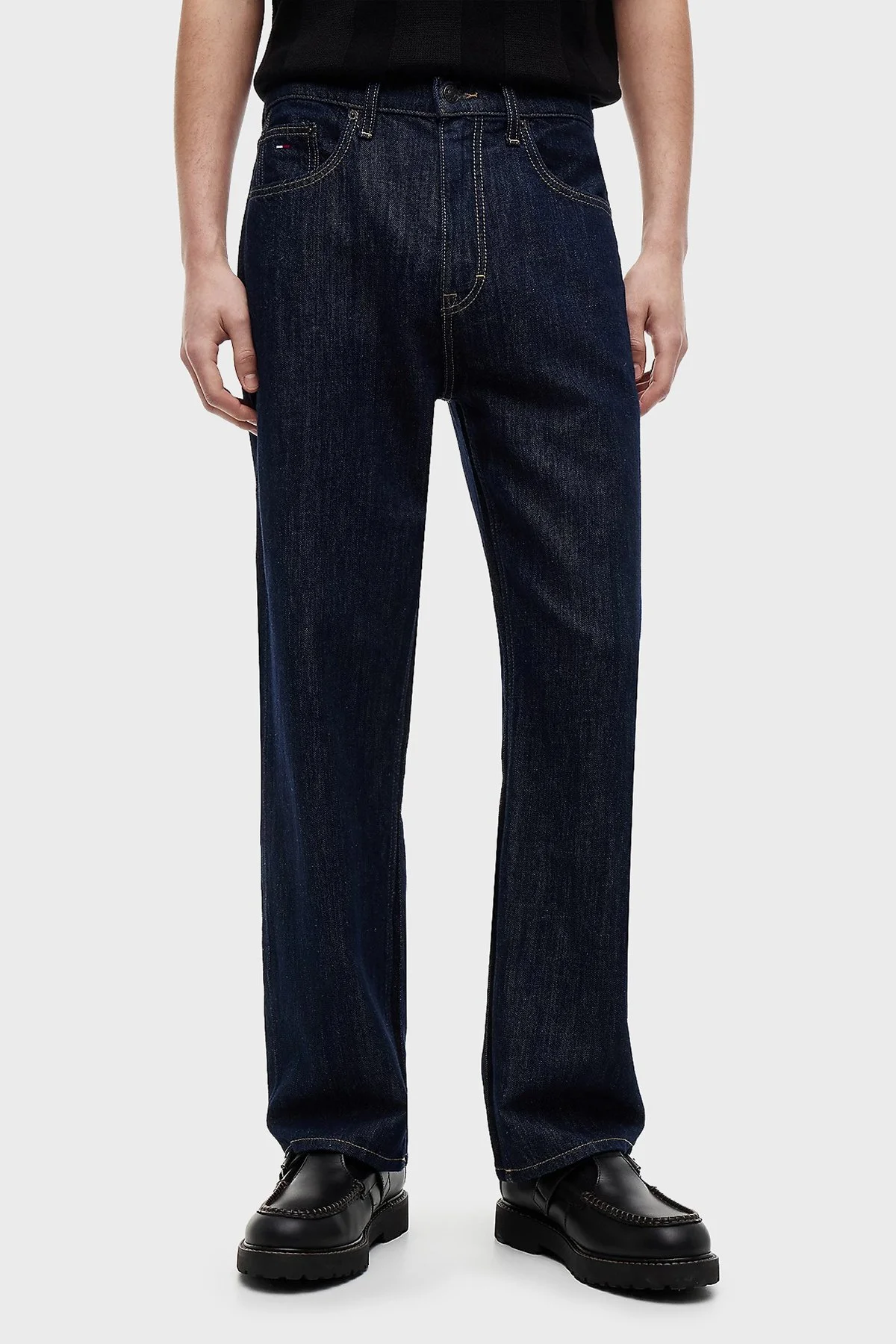 Tommy Jeans Pamuklu Staright Fit Normal Bel Düz Paça Jean Erkek Kot Pantolon DM0DM23336 1BK Mavi - 1
