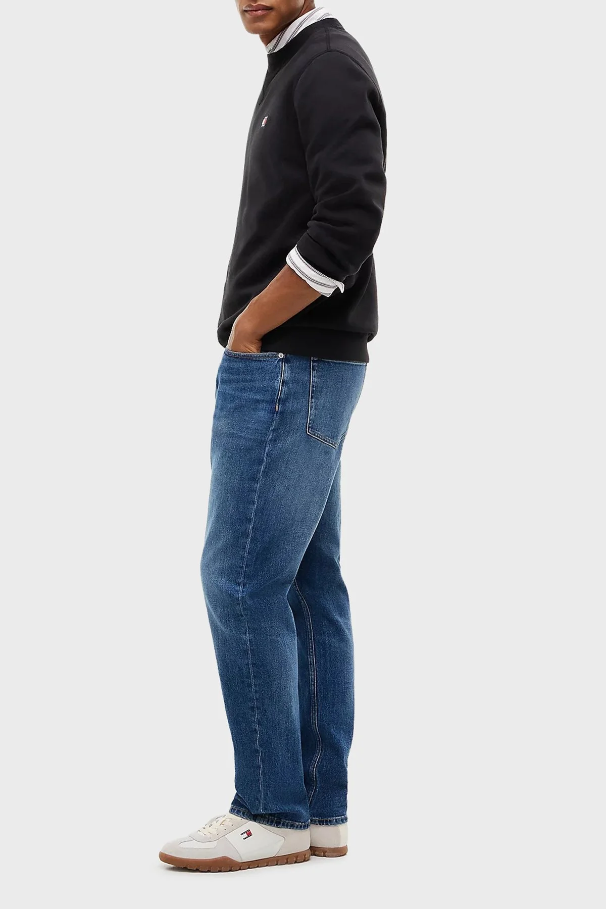 Tommy Jeans Pamuklu Straight Fit Normal Bel Jeans Erkek Kot Pantolon DM0DM23687 1BK Mavi - 4