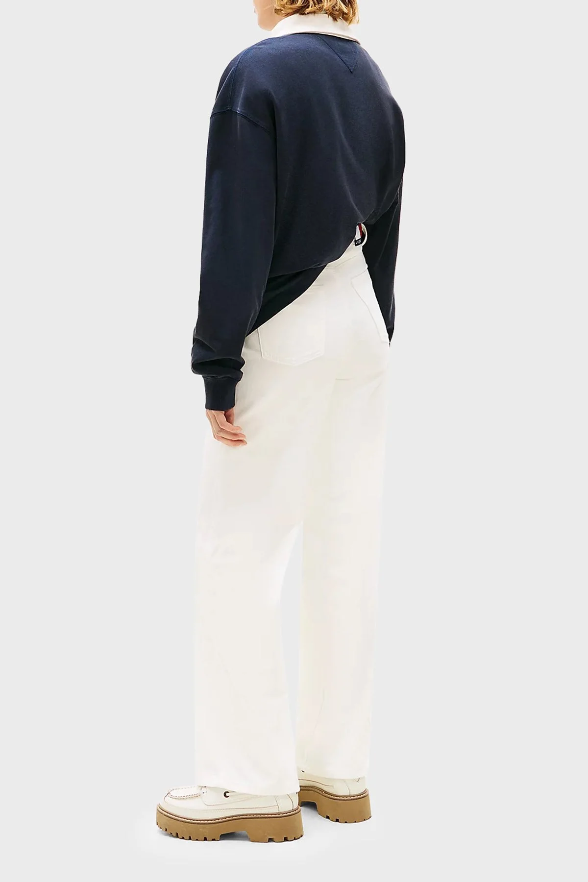 Tommy Jeans Pamuklu Wide Leg Fit Yüksek Bel Jeans Kadın Kot Pantolon DW0DW22648 1D0 BEYAZ - 3