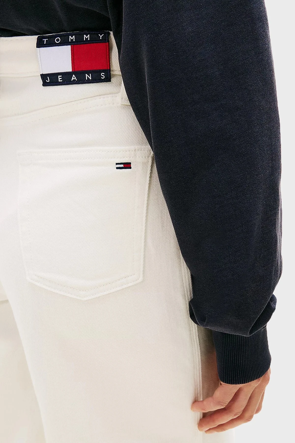 Tommy Jeans Pamuklu Wide Leg Fit Yüksek Bel Jeans Kadın Kot Pantolon DW0DW22648 1D0 BEYAZ - 4