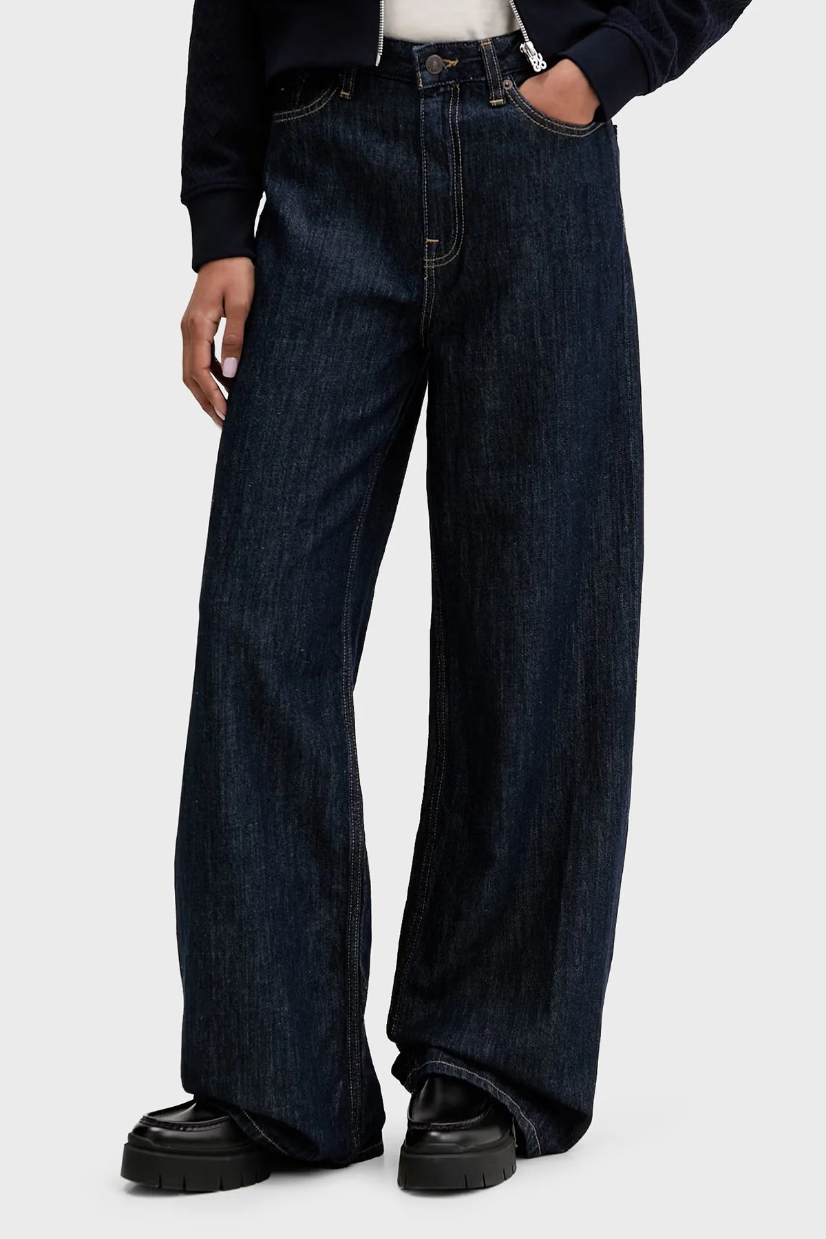 Tommy Jeans Pamuklu Yüksek Bel Geniş Paça Jean Kadın Kot Pantolon DW0DW23093 1BK Mavi - 1