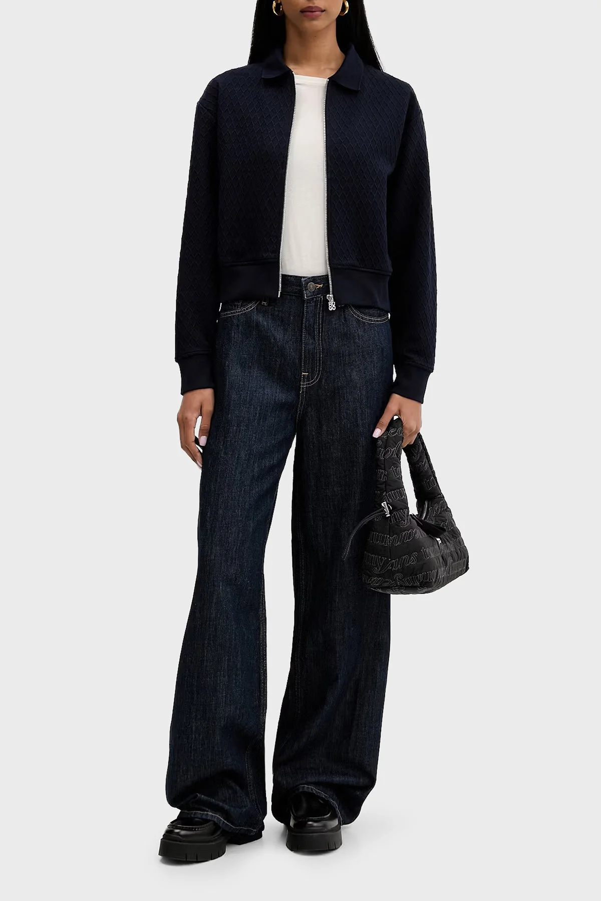 Tommy Jeans Pamuklu Yüksek Bel Geniş Paça Jean Kadın Kot Pantolon DW0DW23093 1BK Mavi - 2