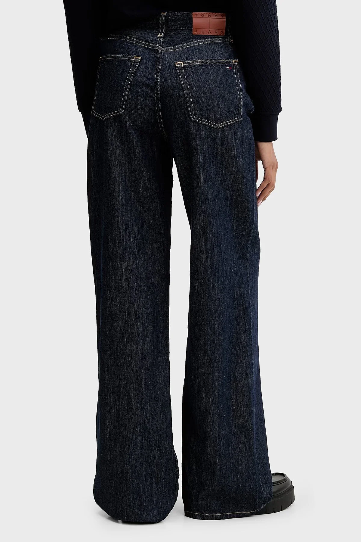 Tommy Jeans Pamuklu Yüksek Bel Geniş Paça Jean Kadın Kot Pantolon DW0DW23093 1BK Mavi - 3