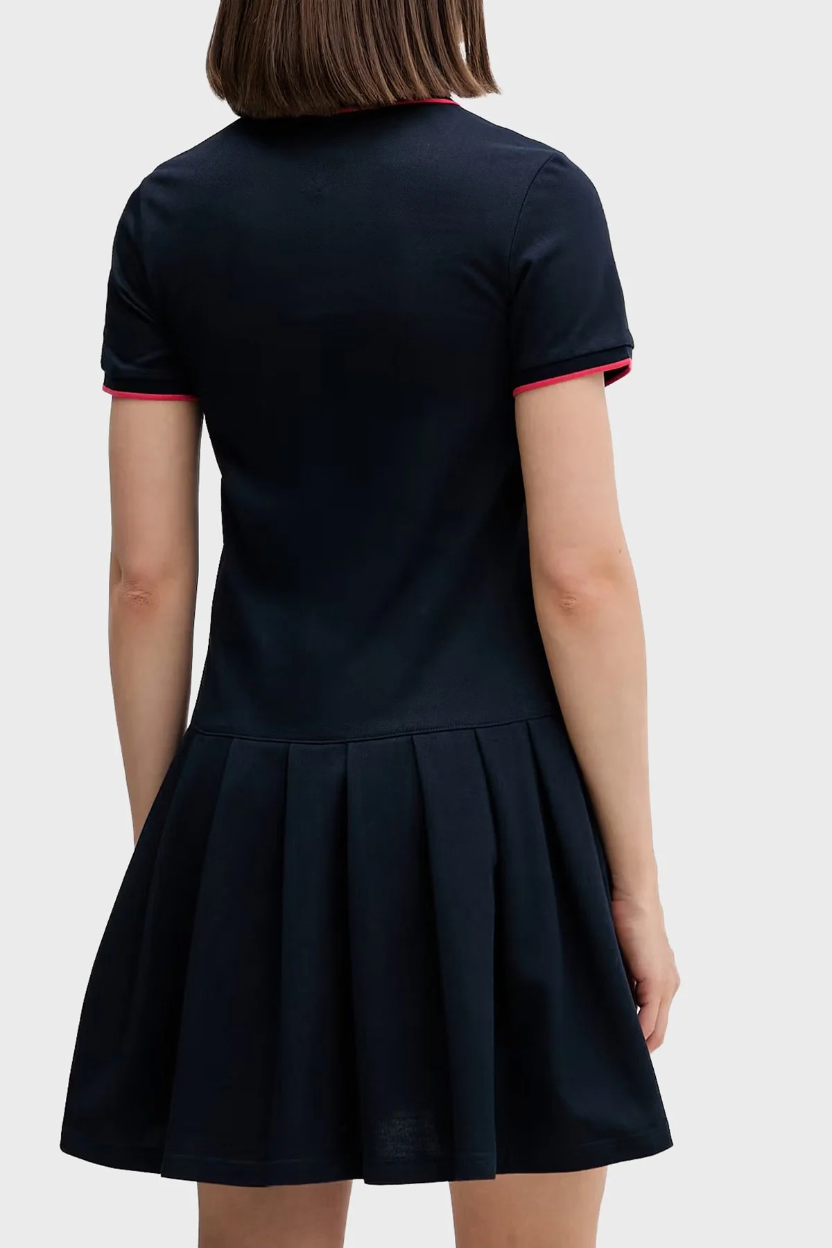 Tommy Jeans Pileli Relaxed Fit Mini Polo Yaka Kadın Elbise DW0DW22328 C1G LACİVERT - 3