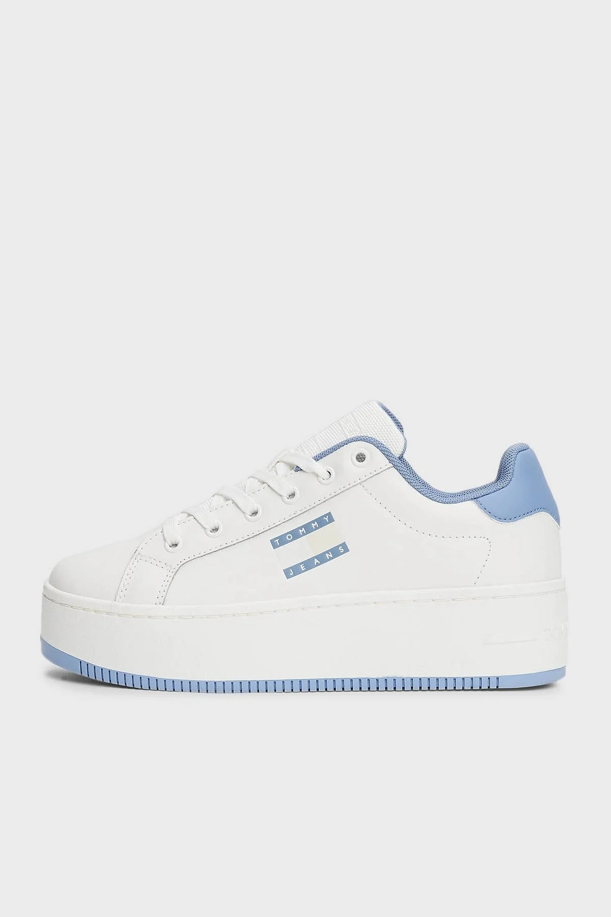 Tommy Jeans Platform Deri Sneaker Bayan Ayakkabı EN0EN02518 C33 BEYAZ-MAVİ - 2