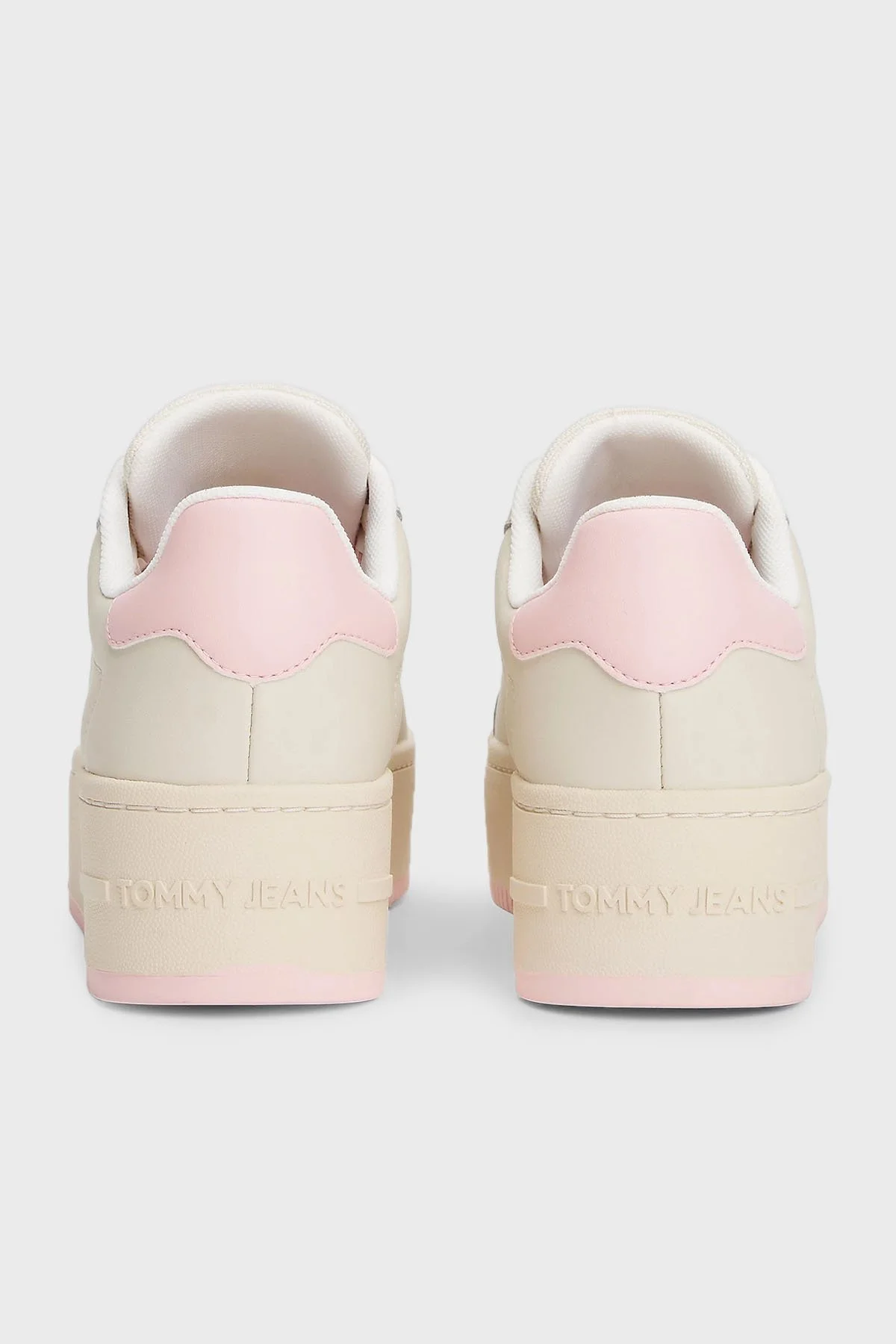 Tommy Jeans Platform Deri Sneaker Kadın Ayakkabı EN0EN02518 TIO KREM-PEMBE - 5