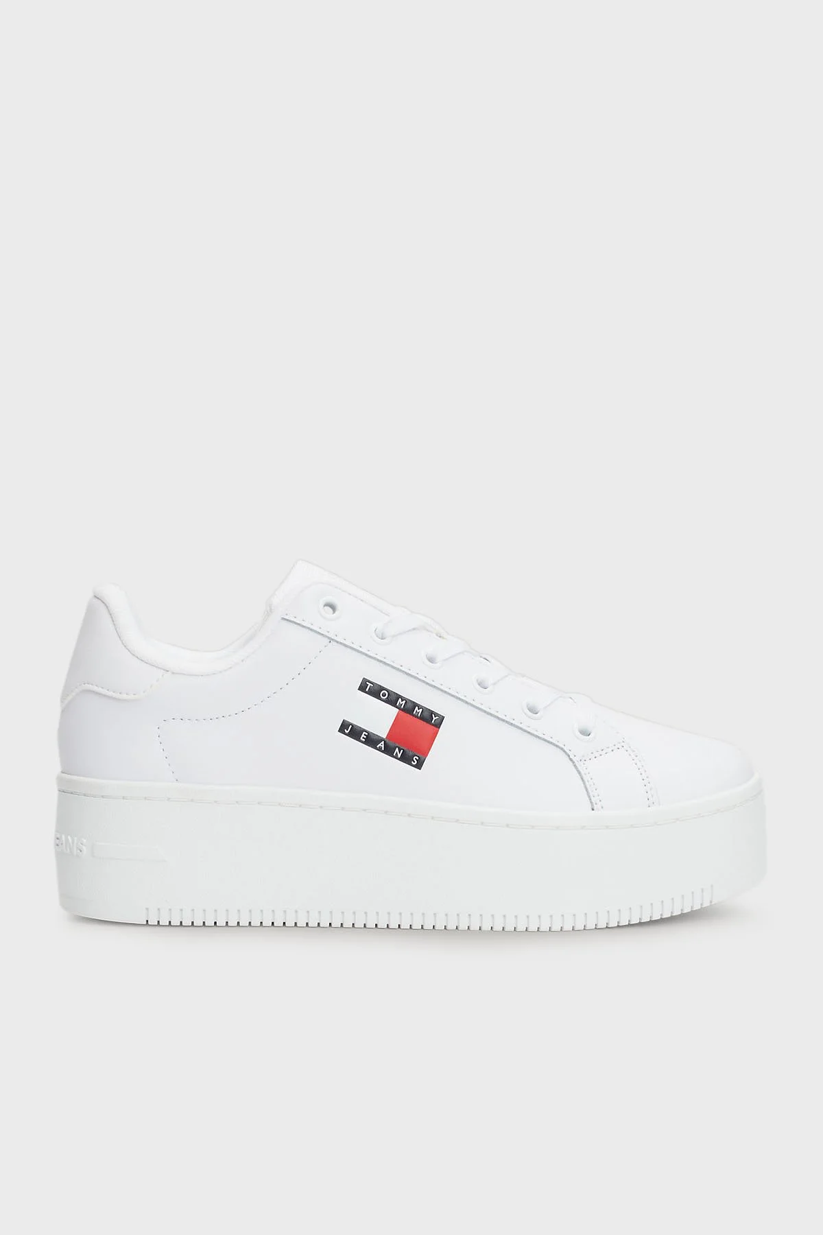 Tommy Jeans Platform Deri Sneaker Kadın Ayakkabı EN0EN02518 YBS BEYAZ - 1