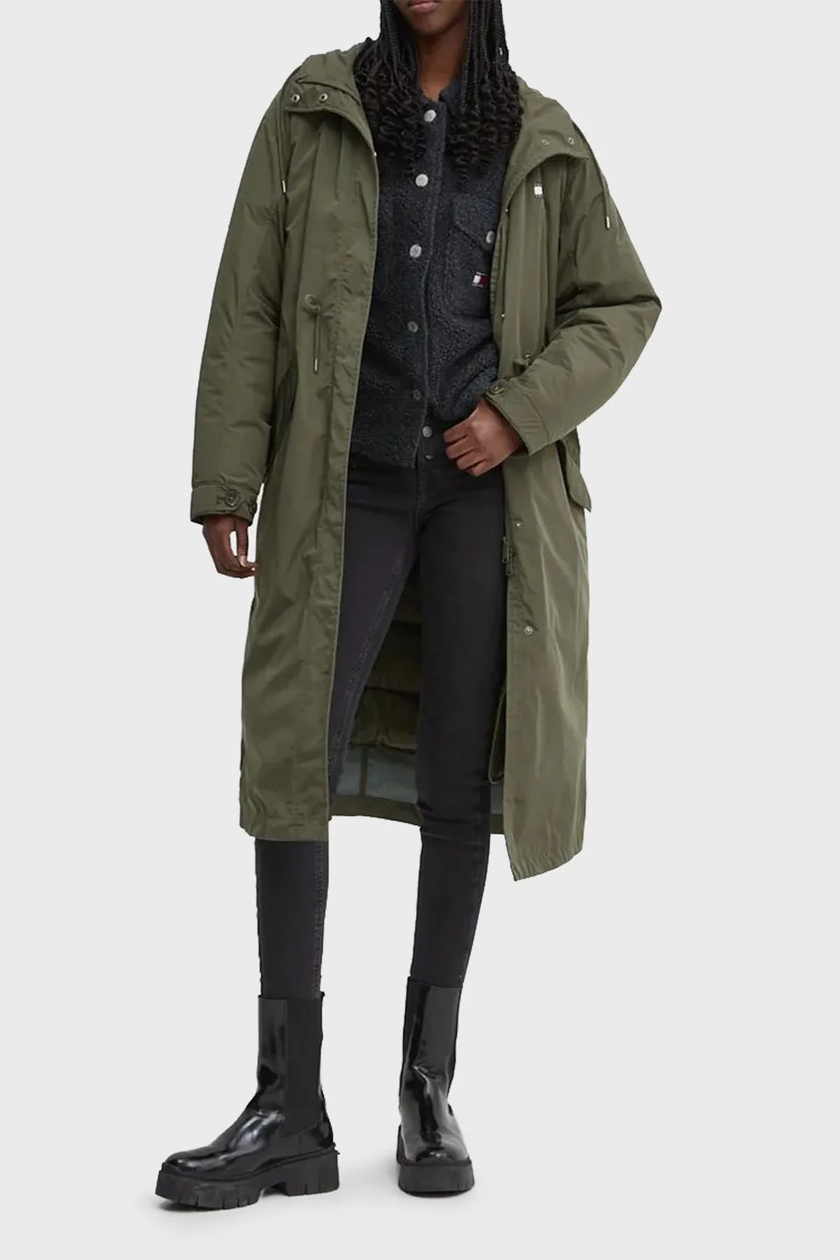 Tommy Jeans Regular Fit Ceket Yaka Teddy Bayan Gömlek Ceket DW0DW18869 BDS SİYAH - 2