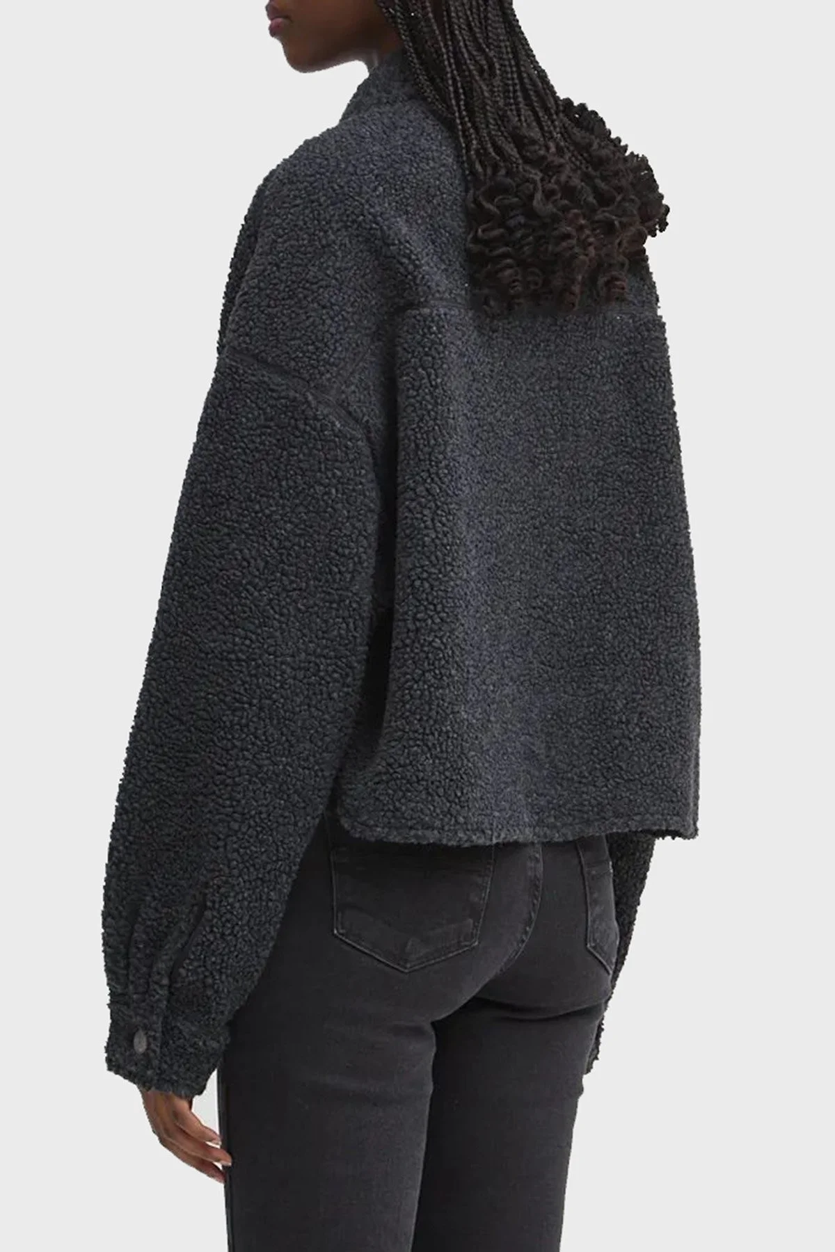 Tommy Jeans Regular Fit Ceket Yaka Teddy Bayan Gömlek Ceket DW0DW18869 BDS SİYAH - 5