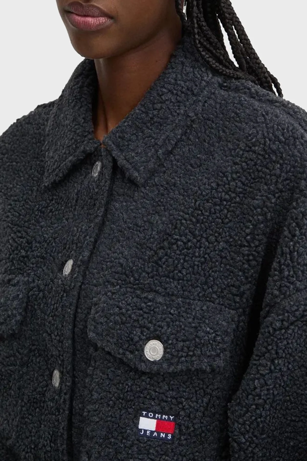 Tommy Jeans Regular Fit Ceket Yaka Teddy Bayan Gömlek Ceket DW0DW18869 BDS SİYAH - 8