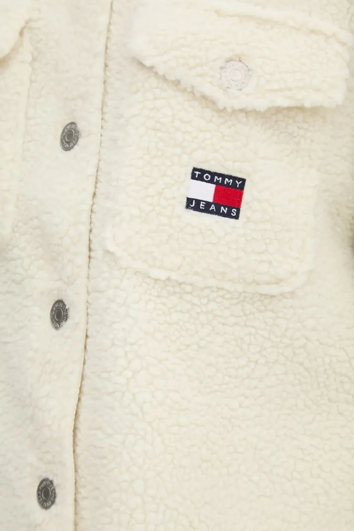 Tommy Jeans Regular Fit Ceket Yaka Teddy Bayan Gömlek Ceket DW0DW18869 YBH BEYAZ - 4
