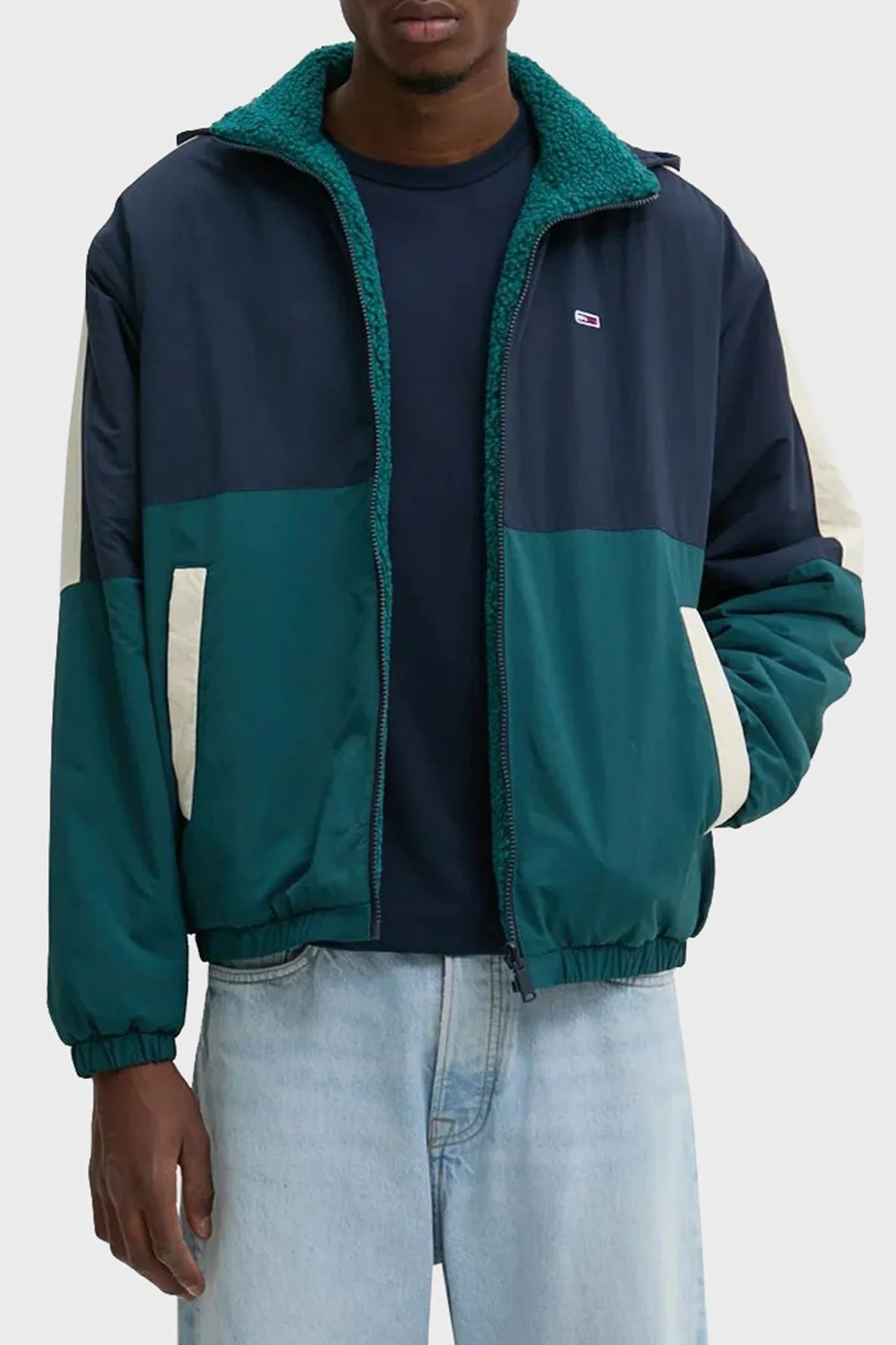 Tommy Jeans Regular Fit Çift Taraflı Teddy Polarlı Erkek Ceket DM0DM20462 CWG KOYU YEŞİL - 1