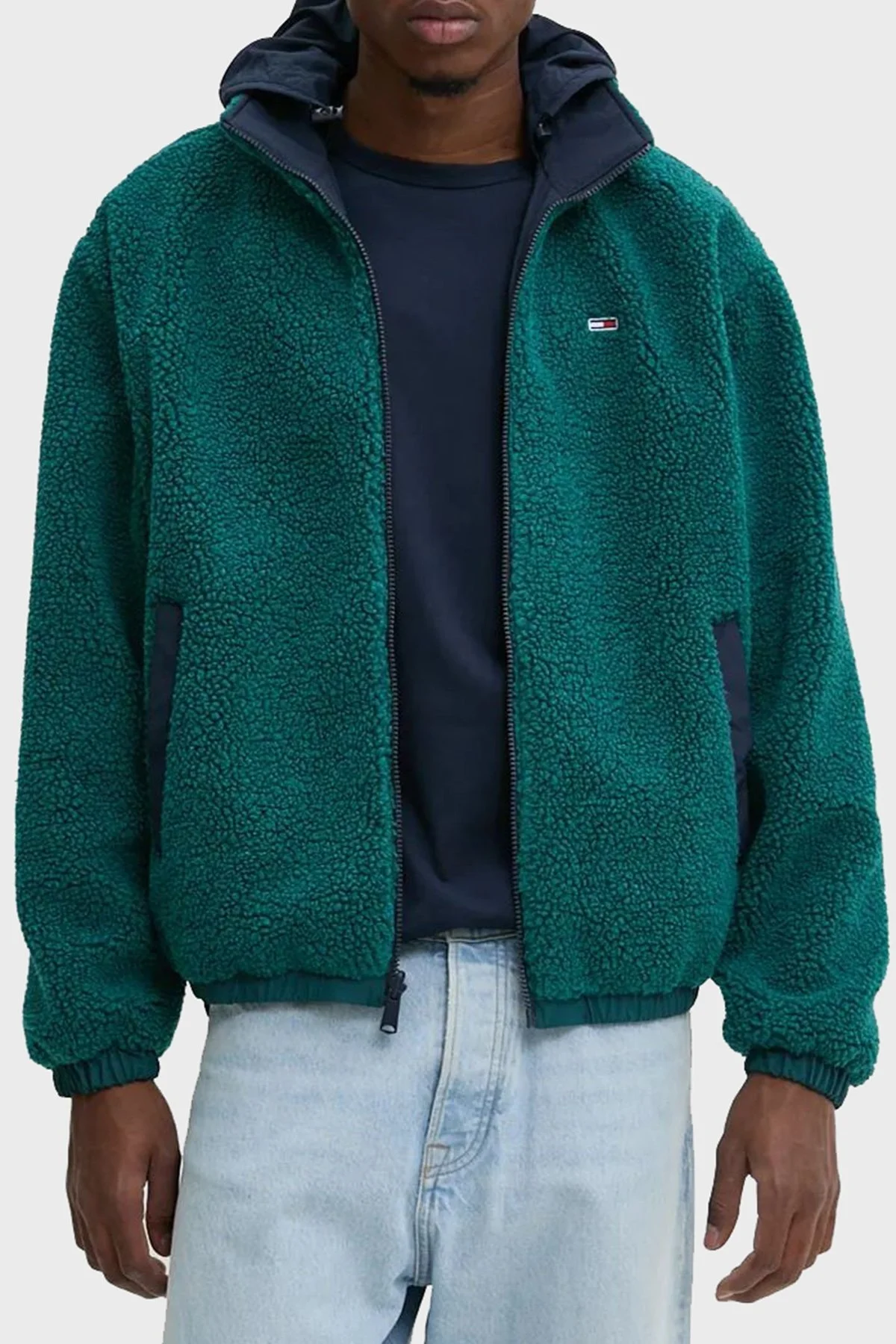 Tommy Jeans Regular Fit Çift Taraflı Teddy Polarlı Erkek Ceket DM0DM20462 CWG KOYU YEŞİL - 3